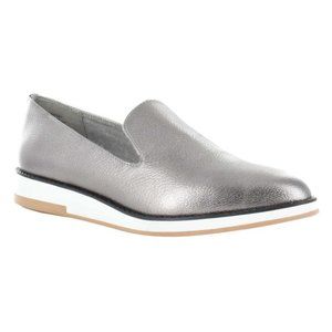 COM+SENS pewter leather loafers slip on